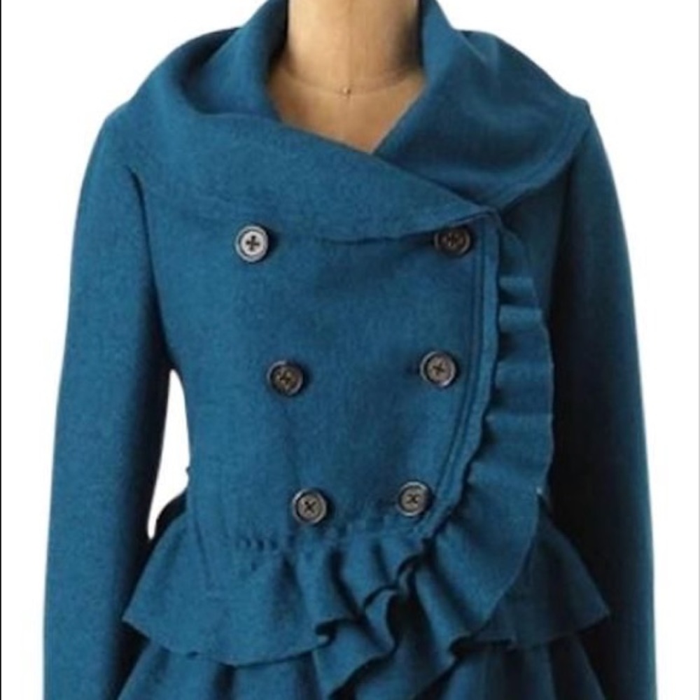 Anthropologie Elevenses Ruffle Jacket size 4